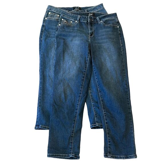 Bundle of 2 Earl Jean Women's Rhinestone Embellished Capris Size 10 - Picture 1 of 15